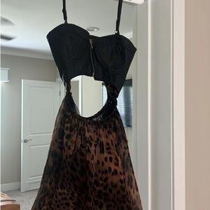 Black and Leopard Print Dress